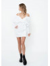 Draped Long Sleeves White Jersey Fantastic Short Party Dress